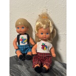 Vintage Mattel Kelly and Tommy Dolls Back to School Plaid Outfits Set of 2 1990s